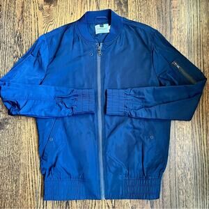 Topman Navy Bomber Jacket Windbreaker Full Zip Streetwear Utility Men's Medium